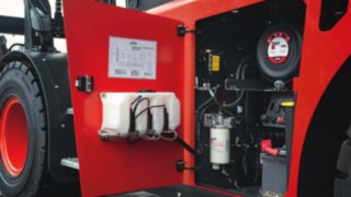 L’accès rapide aux pièces facilite les travaux de réparation. Vue de l’intérieur d’un chariot H100-H180.