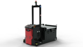 Un chariot de transport autonome I-MATIC CT core Linde avec une plateforme de transport pour le chargement et le déchargement automatiques