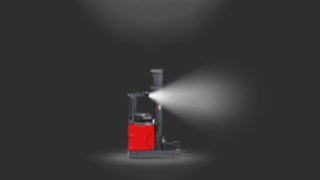 Un carrello retrattile Linde MH dotato di fari da lavoro a LED Linde. Un carrello retrattile Linde MH dotato di fari da lavoro a LED Linde.