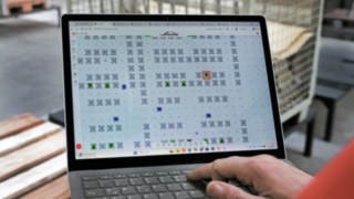 Computerbildschirm mit der Steuerungssoftware der C-MATIC von Linde MH.