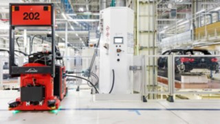 Automobil-Produktionshalle mit Wasserstofftechnologie von Linde