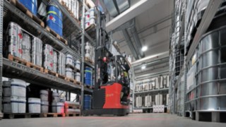 Explosionsgeschützter Schubmaststapler E14 EX von Linde MH im Lager der Inver GmbH