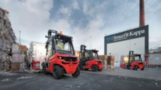 Un chariot frontal H50 Linde chez Smurfit Kappa